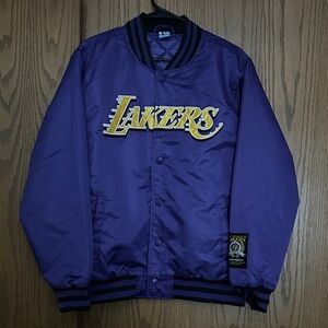 (NWT) Ultra Game NBA LA Lakers Purple Satin Bomber Varsity Jacket (Size M)